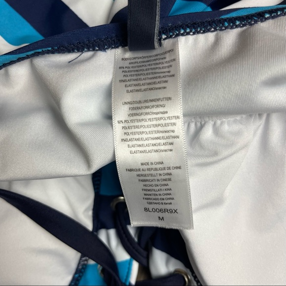 Nautica Lace Up Striped One Piece Swimsuit Blue Size M 7278 BNWT - Picture 5 of 8